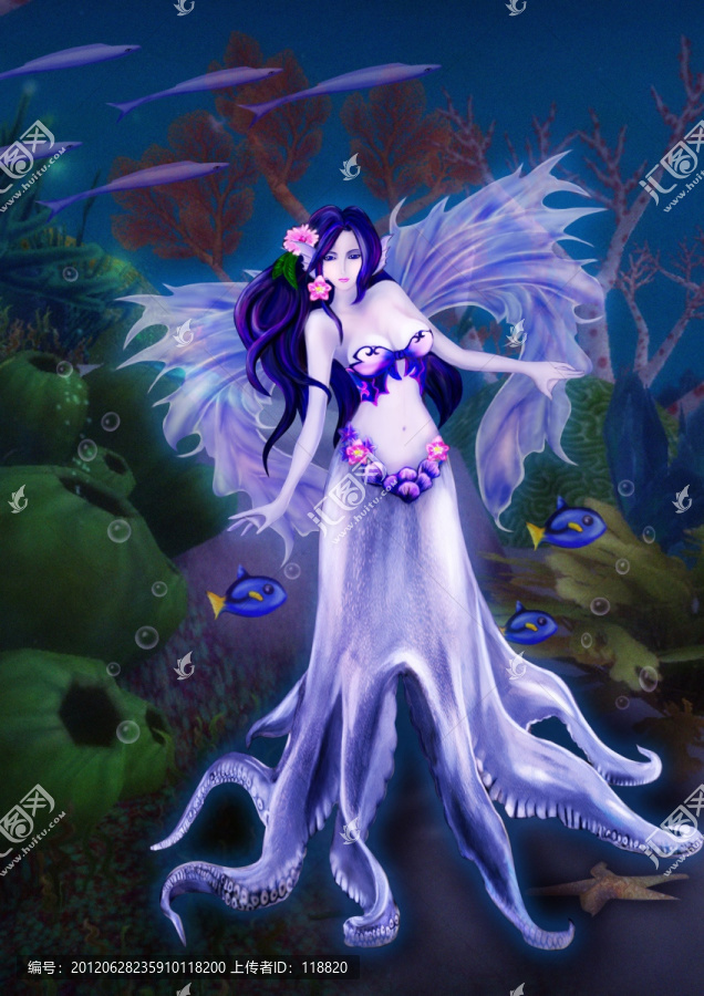 奇幻插畫,水中女妖