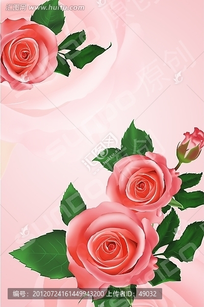 手繪玫瑰花卉,花卉圖案素材