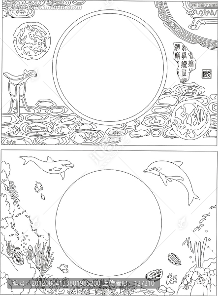 裝飾鏡花紋圖案,中式仿古和海底世界