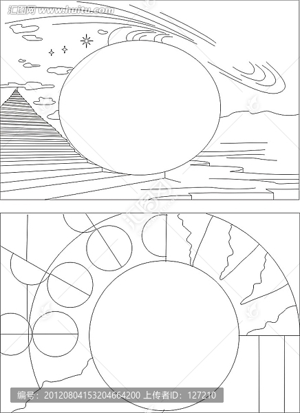 浴鏡裝飾鏡矢量雕刻圖案,圓鏡,幾何圖案