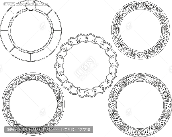 浴鏡裝飾鏡矢量雕刻圖案,圓盤鏡