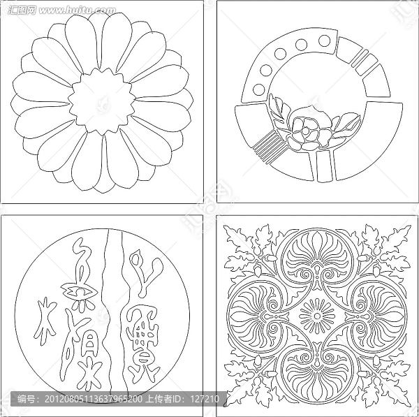 角花邊花雕刻圖案,簡約風格