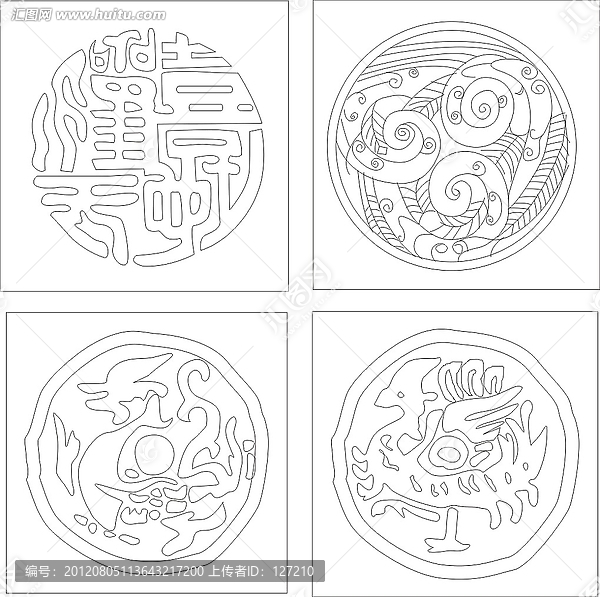 角花邊花雕刻圖案,中式風格