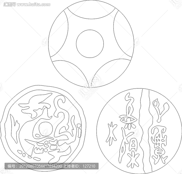邊花角化矢量雕刻圖案