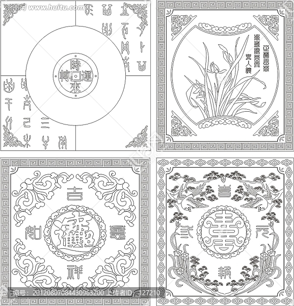 邊花角化矢量雕刻圖案