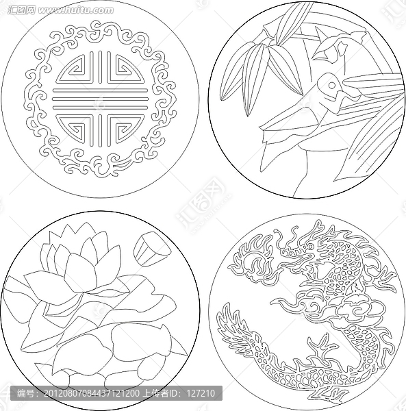 邊花角化矢量雕刻圖案