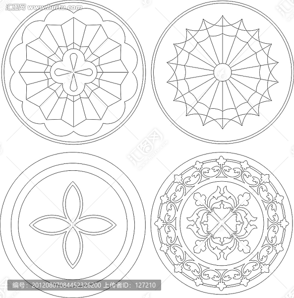 邊花角化矢量雕刻圖案