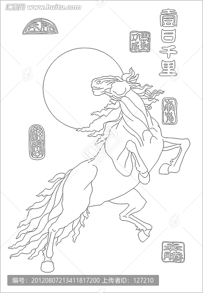 裝飾畫(huà)雕刻矢量圖,,一日千里