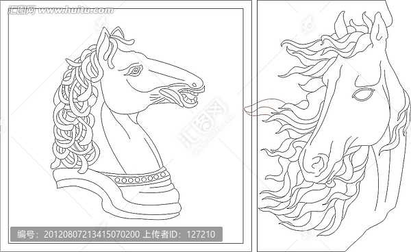裝飾畫雕刻矢量圖,馬頭