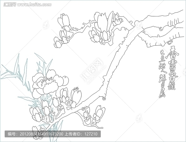 雕刻圖線條圖矢量圖,,梅花