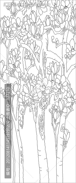 雕刻圖線條圖矢量圖,,玉蘭