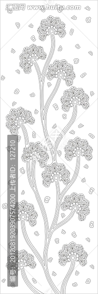 矢量圖雕刻圖線條圖,抽象花朵
