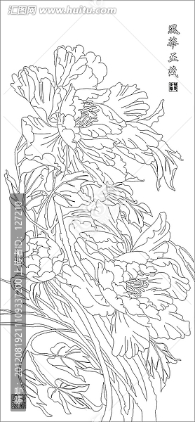 矢量圖雕刻圖線條圖,風(fēng)華正茂