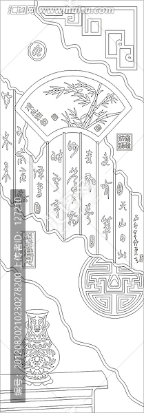 矢量圖線(xiàn)條圖雕刻圖,清風(fēng)雅韻