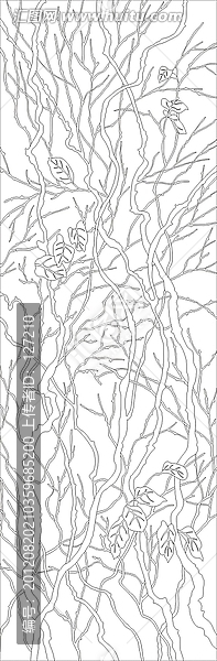 矢量圖線條圖雕刻圖,樹干枝椏