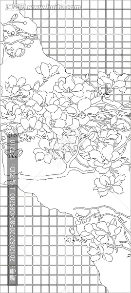 矢量圖線條圖雕刻圖,玉蘭