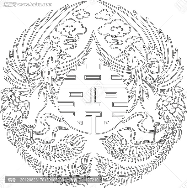 裝修裝飾角花,雙喜圖