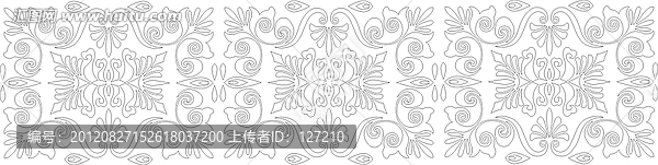 腰線雕刻圖線條圖矢量圖,歐式花紋,流行花朵