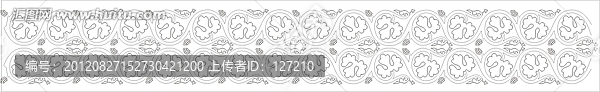 腰線雕刻圖線條圖矢量圖,花朵圖案