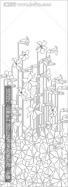 玻璃雕刻圖矢量圖線條圖,花朵