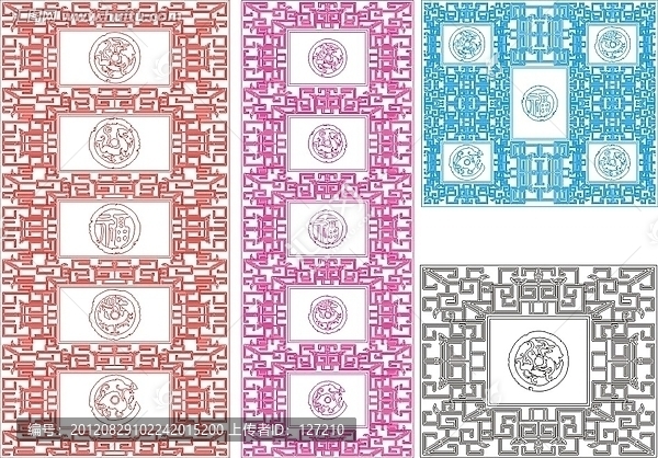 玻璃雕刻圖矢量圖線條圖,鴻福齊天