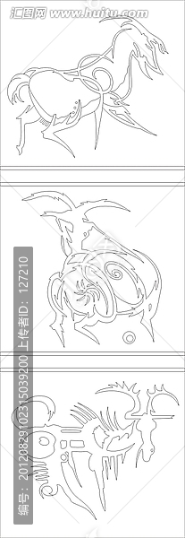 玻璃雕刻圖矢量圖線條圖,三羊開泰