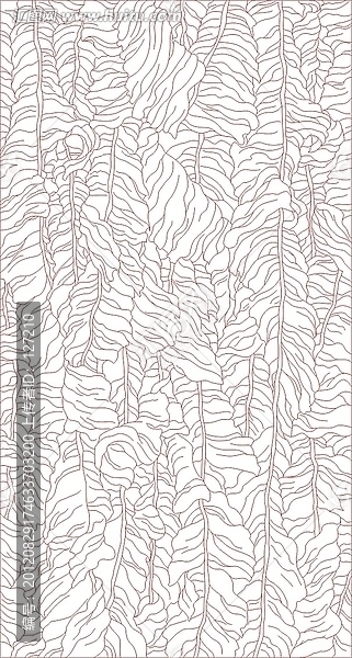 玻璃雕刻圖矢量圖線條圖,芭蕉葉