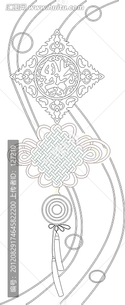 玻璃雕刻圖矢量圖線條圖,中國結