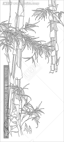 藝術(shù)玻璃雕刻圖矢量圖線條圖,金風(fēng)·竹
