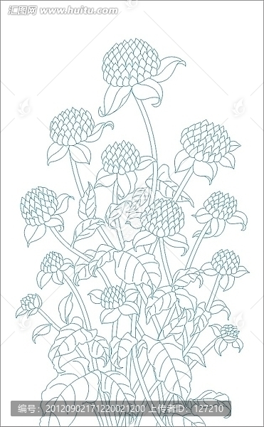 藝術(shù)玻璃雕刻圖線條圖矢量圖,向日葵果實(shí)
