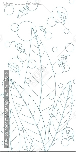 藝術(shù)玻璃雕刻圖線條圖矢量圖,葉片泡泡