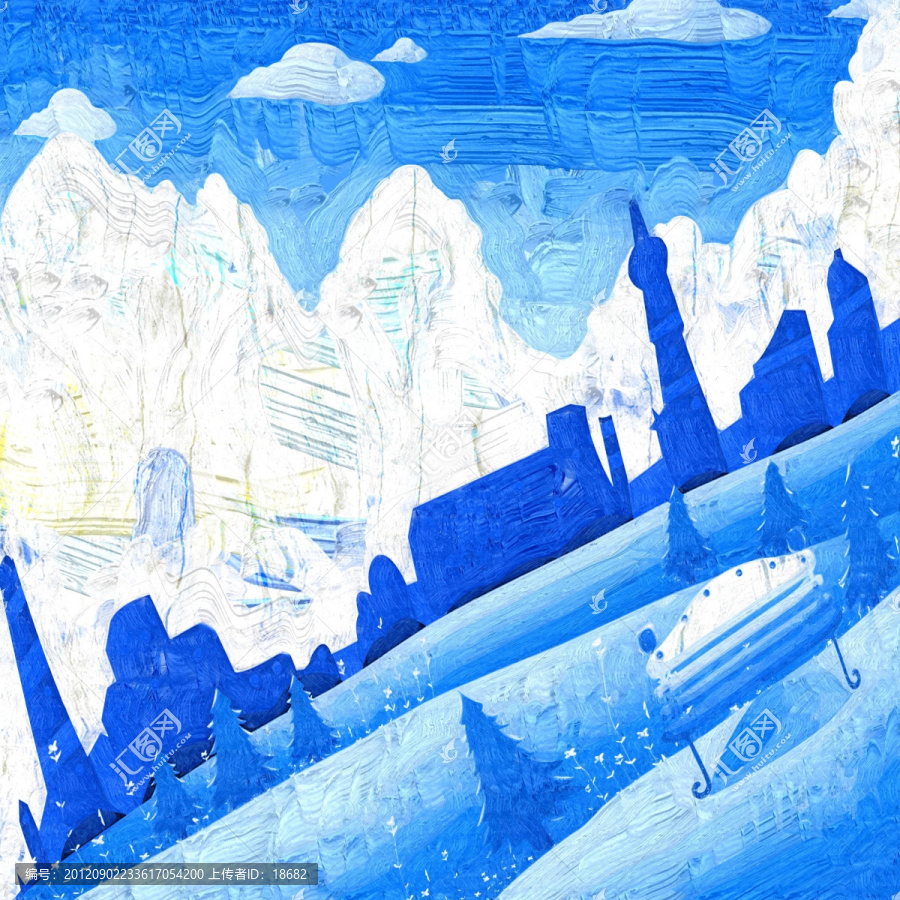 装饰画,无框画,油画,雪景