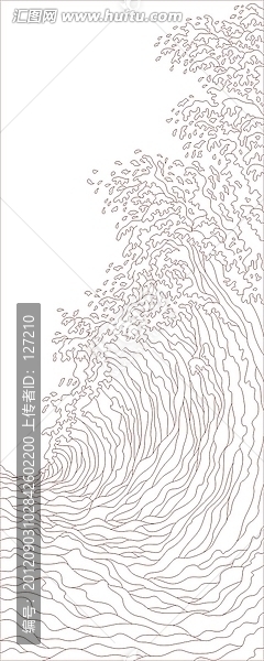 藝術(shù)玻璃雕刻圖矢量圖線條圖,海浪,碧浪