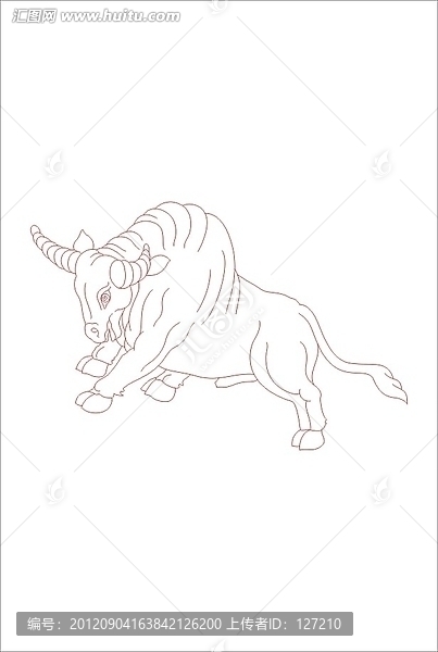 玻璃文化藝術玻璃雕刻圖矢量圖線條圖,俯首甘為孺子牛