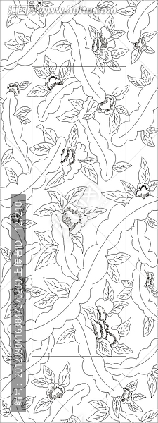 玻璃文化藝術玻璃雕刻圖矢量圖線條圖,花朵裝飾畫