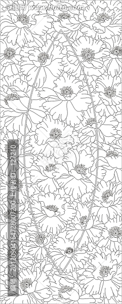 玻璃文化藝術(shù)玻璃雕刻圖矢量圖線條圖,室內(nèi)裝飾花,花朵