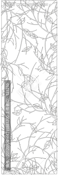 玻璃文化藝術(shù)玻璃雕刻圖矢量圖線條圖,枝葉裝飾圖