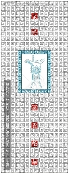 藝術(shù)玻璃雕刻圖矢量圖線條圖,富貴榮華