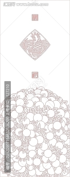 藝術(shù)玻璃雕刻圖矢量圖線條圖,連年有余,吉祥如意