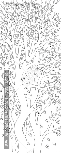 藝術(shù)玻璃雕刻圖矢量圖線條圖,玉樹(shù)臨風(fēng),樹(shù)