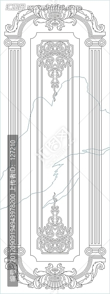 藝術(shù)玻璃雕刻圖矢量圖線條圖,羅馬柱花紋