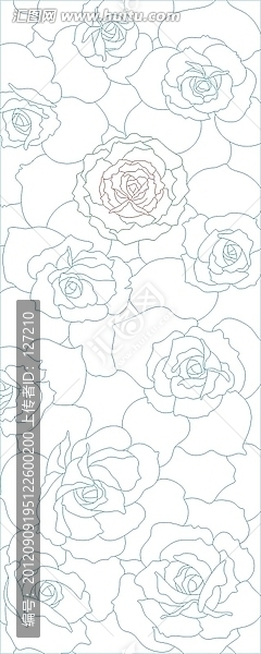 藝術(shù)玻璃雕刻圖矢量圖線條圖,青金玫瑰