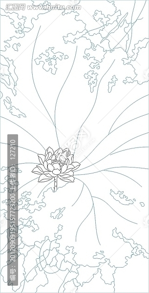 藝術(shù)玻璃雕刻圖矢量圖線條圖,圣潔金蓮