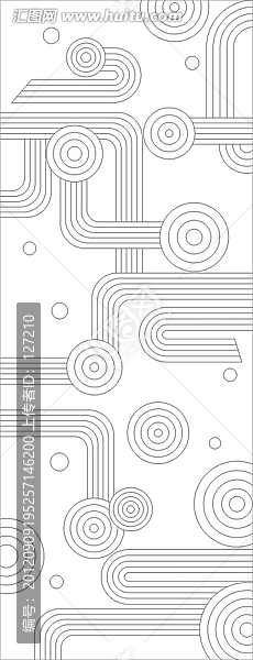 藝術(shù)玻璃雕刻圖矢量圖線條圖,同心圓