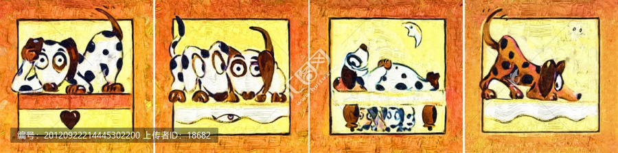 裝飾畫,無框畫,油畫,小狗