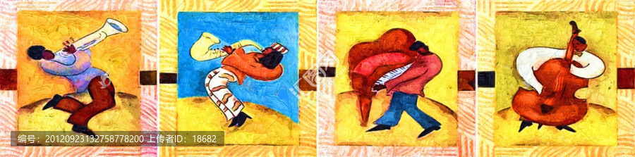 裝飾畫,無(wú)框畫,油畫,樂(lè)隊(duì)