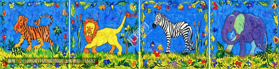 裝飾畫,無框畫,油畫,動物