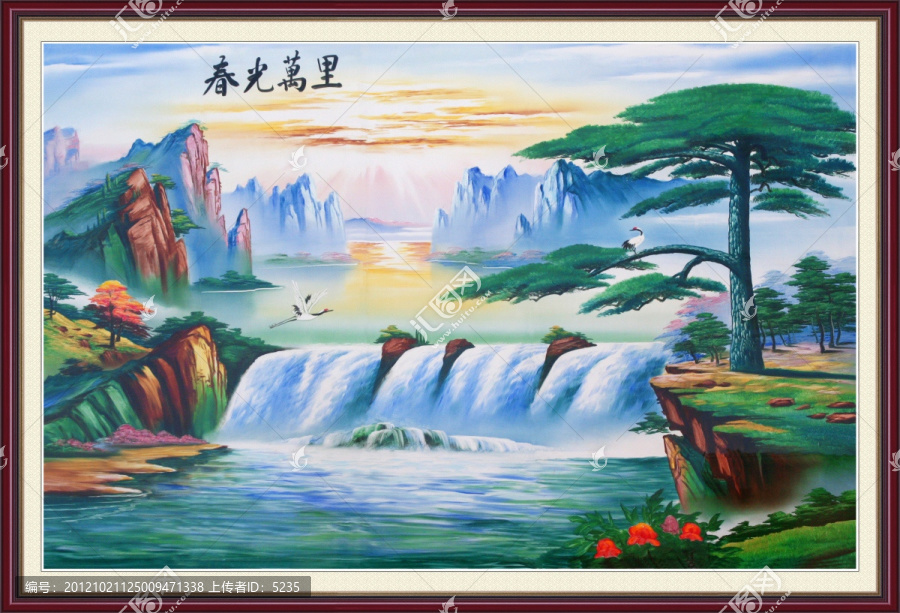 油畫山水,春光萬里