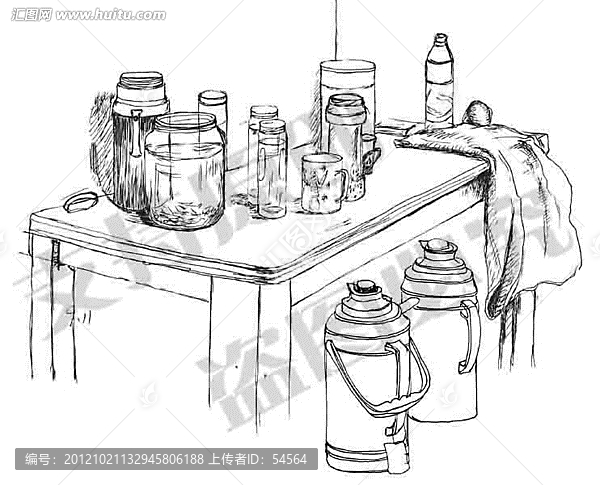 水杯,暖瓶,插畫