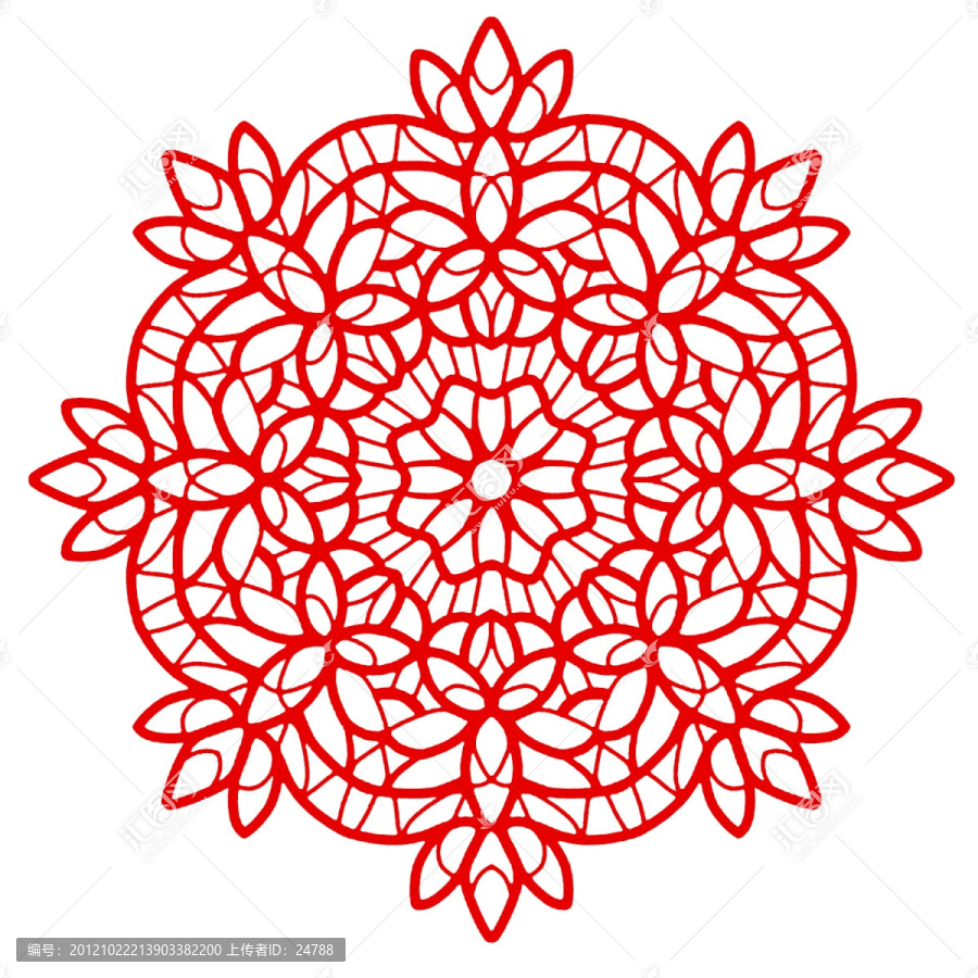 中國紅蕾絲貼花